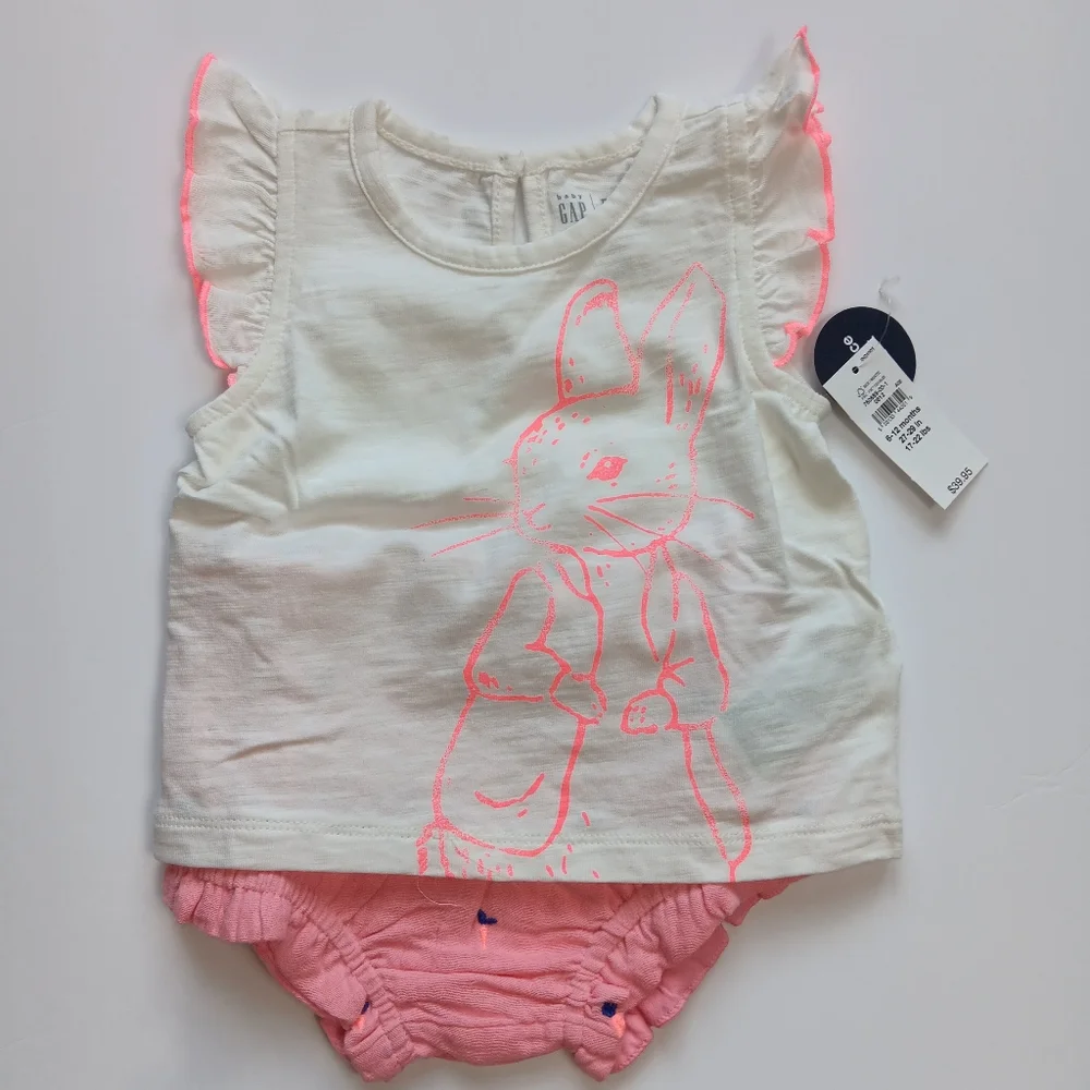 NWT Gap Baby Girl's Peter Rabbit  T Shirt Outfit Set Size 6-12 M